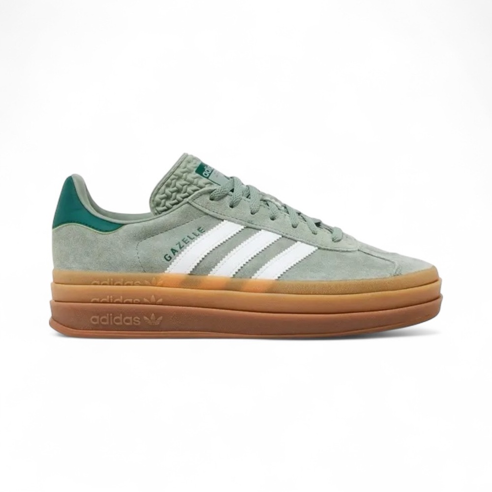 Adidas Women’s Gazelle Bold Silver Green Gun Size 8